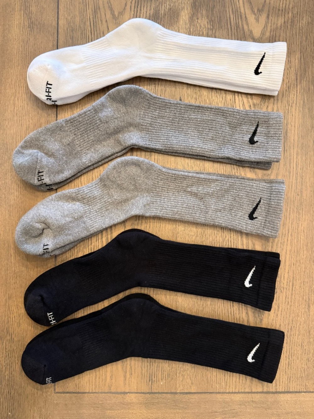 Nike Men's Crew Athletic Socks - White, Gray, Black